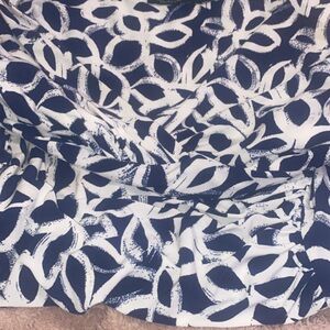 Lauren Ralph Lauren Navy and White Leaf-Print Midi Dress